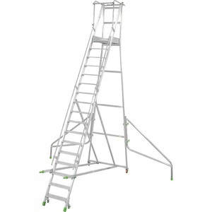 undefined, Mobile Alu-Podesttreppe, Mobile Alu-Podesttreppe, klappbar, mit gerieften Aluminiumstufen, 17 Stufen inkl. Plattform