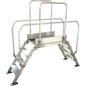 undefined, Alu-Leiternüberstieg, Alu-Leiternüberstieg, Gesamtbelastung 200 kg, 4 Stufen, Plattform 900 x 530 mm