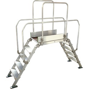 undefined, Überstieg Leiter Facal Diva, 60°-Winkel, 2-seitig mit Handlauf, Plattform L 900 x B 530 x H 1000 mm, bis 200 kg, 4+4 Stufen, Alu, Alu-Leiternüberstieg, Gesamtbelastung 200 kg, 5 Stufen, Plattform 900 x 530 mm