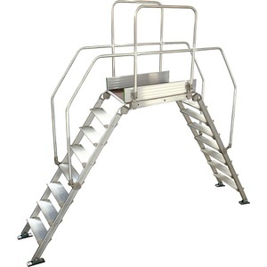 undefined, Alu-Leiternüberstieg, Alu-Leiternüberstieg, Gesamtbelastung 200 kg, 8 Stufen, Plattform 900 x 530 mm