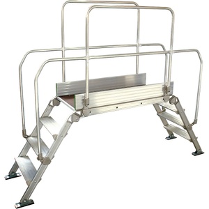 undefined, Alu-Leiternüberstieg, Alu-Leiternüberstieg, Gesamtbelastung 200 kg, 4 Stufen, Plattform 1200 x 530 mm