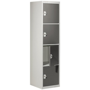 QUIPO, QUIPO Schließfachschrank mit 4 Einzelschließfächern HxBxT 1800 x 450 x 500 mm lichtgrau / basaltgrau, Grundelement, Schließfachschrank mit 4 Einzelschließfächern, HxBxT 1800 x 450 x 500 mm, lichtgrau / basaltgrau, Grundelement
