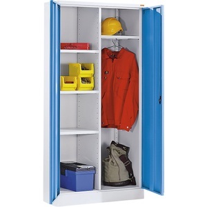 QUIPO, QUIPO Stahlschrank mit Sockel 1 Garderobenleiste, 3 Fachböden lichtgrau / lichtblau, eurokraft basic Stahlschrank mit Sockel, 1 Garderobenleiste, 3 Fachböden, lichtgrau / lichtblau