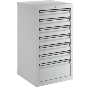 undefined, Schubladenschrank HxBxT 900 x 500 x 500 mm, 6 Schubladen 100 mm, 1 Schublade 200 mm hoch Schubladen und Korpus lichtgrau, stumpf® Schubladenschrank, Schubladen 6x100 + 1x200 mm, HxBxT 900 x 500 x 500 mm, lichtgrau