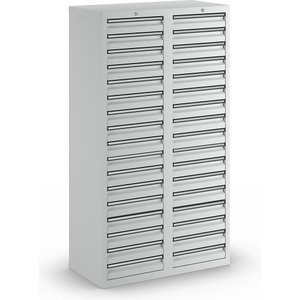 undefined, Schubladenschrank HxBxT 1800 x 1000 x 500 mm, 34 Schubladen 100 mm hoch Korpus und Schubladen grau, stumpf® Schubladenschrank, Schubladen 34x100 mm, HxBxT 1.800 x 1.000 x 500 mm, lichtgrau