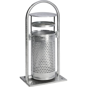 undefined, Außen-Abfallsammler Volumen 65 l, BxHxT 580 x 1145 x 380 mm, mit Rohrbogen, Dach und Ascher feuerverzinkt, Abfallsammler, m. Aschereinsatz, verzinkt