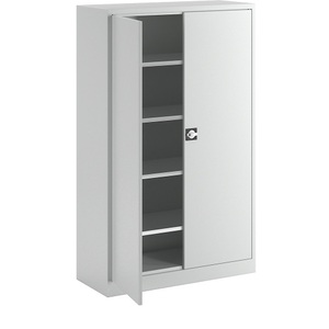EUROKRAFT, EUROKRAFT Großraumschrank aus Stahlblech mit 4 Fachböden, ohne Sichtlagerkästen Korpus- und Türfarbe Lichtgrau, eurokraft pro Flügeltürschrank aus Stahlblech, HxBxT 1950 x 1200 x 500 mm, 4 Fachböden, Korpus- und Türfarbe Lichtgrau
