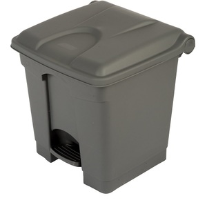 EUROKRAFTbasic, Pedal-/Tretabfallsammler, Tretabfallsammler aus Polyethylen 30 l, grau