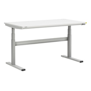 TRESTON, Arbeitstisch, elektrisch höhenverstellbar, Treston TED Arbeitstisch M1350 ESD, B 1500 x T 800 mm, elektrisch höhenverstellbar, T-Fuss, hellgrau RAL 7035