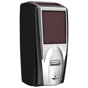 Rubbermaid, Seifenspender, automatisch, solarbetrieben, Seifen- und Desinfektionsspender Rubbermaid LumeCel, AutoFoam, 1100 ml, lichtbetrieben, automatisch & berührungsfrei, für Wand/Ständer, chrom/schwarz