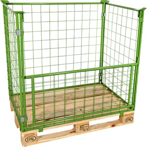 EUROKRAFTbasic, Gitter-Aufsatzrahmen für EUR-Palette, ratioform Gitter-Aufsatzrahmen für EUR-Palette, mit Klappe, Maschenweite 100 x 100 mm, Höhe 1600 mm, grün