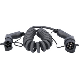 undefined, efuturo Spiralladekabel, efuturo Spiralladekabel, Typ-2- auf Typ-2-Stecker, 3 Phasen, bis zu 22 kW, Kabel ausgezogen 5 m