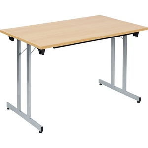 undefined, Klapptisch F25, Klapptisch F25, BxT 1200 x 700 mm, Platte Buche-Dekor, Gestell alusilber