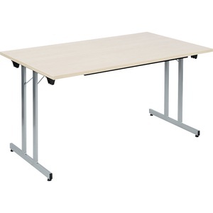 undefined, Klapptisch F25, Klapptisch F25, BxT 1400 x 800 mm, Platte Ahorn-Dekor, Gestell alusilber