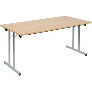 undefined, Klapptisch F25, Klapptisch F25, BxT 1600 x 800 mm, Platte Buche-Dekor, Gestell alusilber