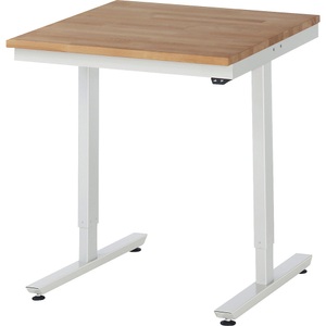 RAU, Arbeitstisch, elektrisch höhenverstellbar, Rau Arbeitstisch Adlatus, elektrisch höhenverstellbar, 25 mm geölte Massivholzplatte, bis 150 kg, B 750 x T 800 x H 720-1120 mm, Buche/lichtgrau