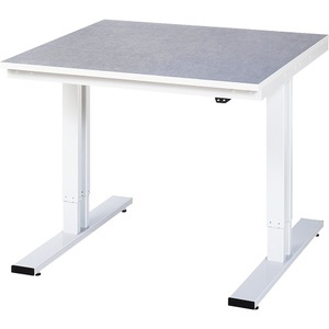 RAU, Arbeitstisch, elektrisch höhenverstellbar, RAU Arbeitstisch, elektrisch höhenverstellbar, Höhe 720 - 1120 mm, Linoleumbelag, BxT 1000 x 1000 mm