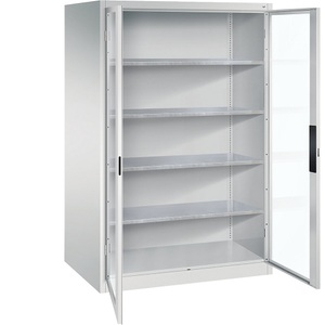 CP, Sichtfenster-Flügeltürschrank, C+P Sichtfenster-Flügeltürschrank, HxBxT 1950 x 1200 x 800 mm, 4 Fachböden, lichtgrau / lichtgrau