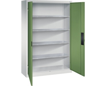 CP, Werkstattschrank für schwere Lasten, C+P Werkstatt-Schwerlastschrank, Breite 1200 mm, Tiefe 400 mm, Tür resedagrün
