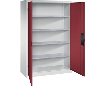 CP, Werkstattschrank für schwere Lasten, C+P Werkstatt-Schwerlastschrank, Breite 1200 mm, Tiefe 500 mm, Tür rubinrot
