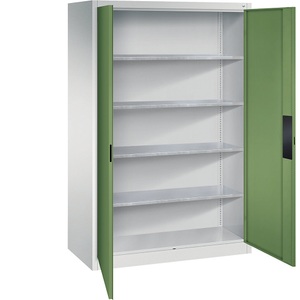 CP, Werkstattschrank für schwere Lasten, C+P Werkstatt-Schwerlastschrank, Breite 1200 mm, Tiefe 600 mm, Tür resedagrün