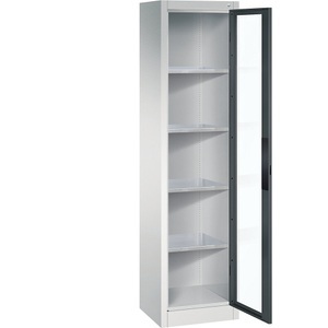 CP, Sichtfenster-Flügeltürschrank, C+P Sichtfenster-Flügeltürschrank, HxBxT 1950 x 502 x 400 mm, 4 Fachböden, lichtgrau / anthrazitgrau