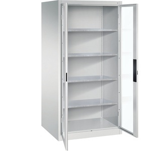 CP, Sichtfenster-Flügeltürschrank, C+P Sichtfenster-Flügeltürschrank, HxBxT 1950 x 930 x 800 mm, 4 Fachböden, lichtgrau / lichtgrau