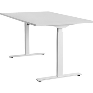 Topstar, Topstar Schreibtisch, elektrisch höhenverstellbar BxT 1600 x 800 mm Platte lichtgrau, Gestell weiß, Topstar Schreibtisch, elektrisch höhenverstellbar, gerade, BxT 1600 x 800 mm, lichtgrau/weiß