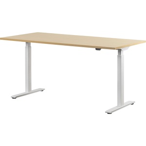 Topstar, Topstar Schreibtisch, elektrisch höhenverstellbar BxT 1600 x 800 mm Platte Ahorn-Dekor, Gestell weiß, Topstar Schreibtisch, elektrisch höhenverstellbar, gerade, BxT 1600 x 800 mm, Ahorn/weiß