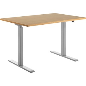 Topstar, Topstar Schreibtisch, elektrisch höhenverstellbar BxT 1200 x 800 mm Platte Buche-Dekor, Gestell grau, Topstar Schreibtisch, elektrisch höhenverstellbar, gerade, BxT 1200 x 800 mm, Buche/grau