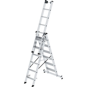 MUNK, MUNK Stufen-Mehrzweckleiter 3-teilig, mit Traverse 3 x 6 Stufen, MUNK Stufen-Mehrzweckleiter, 3-teilig, mit Traverse, 3 x 6 Stufen