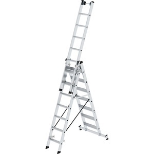 MUNK, MUNK Stufen-Mehrzweckleiter 3-teilig, mit Traverse 3 x 7 Stufen, MUNK Stufen-Mehrzweckleiter, 3-teilig, mit Traverse, 3 x 7 Stufen