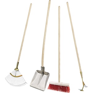 Flora, FLORA Geräteset GaLaBau, Alu-Schaufel, Straßenbesen, Laubbesen, Randsteinputzer, mit Stielen, FLORA Geräteset GaLaBau, Alu-Schaufel, Straßenbesen, Laubbesen, Randsteinputzer, mit Stielen