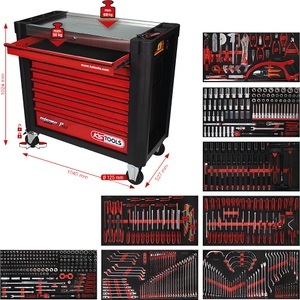 undefined, Werkstattwagen PERFORMANCE PLUS mit Werkzeug, P25, mit 564 Werkzeugen, für 8 Schubladen, KS Tools Werkstattwagen PERFORMANCE PLUS mit Werkzeug, P25, mit 564 Werkzeugen, für 8 Schubladen