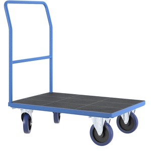 EUROKRAFTpro, EUROKRAFTpro Plattformwagen mit Schiebebügel, Ladeflächen-LxB 1050 x 700 mm, Vollelastik, eurokraft pro Plattformwagen mit Schiebebügel, Ladeflächen-LxB 1050 x 700 mm, Vollelastik