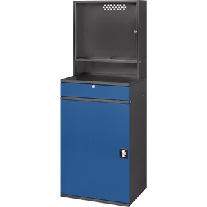 RAU, RAU Computer-Arbeitsstation Monitorgehäuse, 1 Ausziehboden, 2 Schubladen Breite 650 mm, anthrazit / enzianblau, RAU Computer-Arbeitsstation, Monitorgehäuse, 1 Ausziehboden, 2 Schubladen, Breite 650 mm, anthrazit / enzianblau