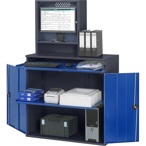 RAU, RAU Computer-Arbeitsstation Monitorgehäuse, 1 Ausziehboden Breite 1100 mm, anthrazit / enzianblau, RAU Computer-Arbeitsstation, Monitorgehäuse, 1 Ausziehboden, Breite 1100 mm, anthrazit / enzianblau