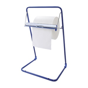 undefined, Abroller für Putz- und Wischrollen, HxBxT 800 x 470 x 440 mm, feststehend, blau, Bodenständer für Putz- und Wischrollen, mit Abreißschiene, blau, ab 10 Stk