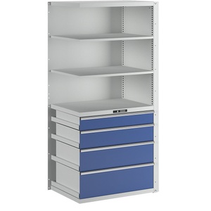 Lista, Lista Schubladenregal 3 Universal-, 2 Verstellböden, 4 Schubladen Anbaufeld, LISTA Schubladenregal, 3 Universal-, 2 Verstellböden, 4 Schubladen, Anbaufeld