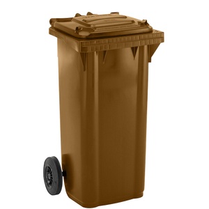 undefined, Mülltonne aus Kunststoff, DIN EN 840, Volumen 240 l, BxHxT 580 x 1074 x 729 mm, braun, Mülltonne PRO 240 WAVE, 240 l, fahrbar, braun