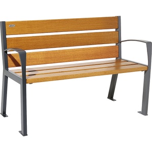 PROCITY, PROCITY Holzsitzbank SILAOS® mit Rückenlehne, Höhe 866 mm, Länge 1200 mm, graphitschwarz, Eiche-Dekor hell, PROCITY Holzsitzbank SILAOS® mit Rückenlehne, Höhe 866 mm, Länge 1200 mm, anthrazitgrau, Eiche-Dekor hell