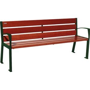 PROCITY, PROCITY Holzsitzbank SILAOS® mit Rückenlehne, Höhe 866 mm, Länge 1800 mm, moosgrün, mahagoni, PROCITY Holzsitzbank SILAOS® mit Rückenlehne, Höhe 866 mm, Länge 1800 mm, moosgrün, mahagoni