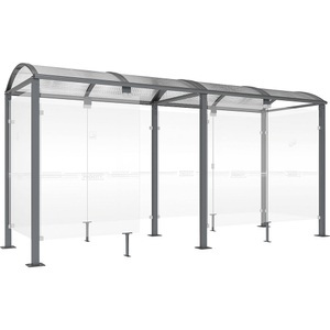 PROCITY, PROCITY Raucherunterstand KLASSIK, mit Verkleidung, Breite 5040 mm, anthrazitgrau, PROCITY Raucherunterstand KLASSIK, mit Verkleidung, Breite 5040 mm, anthrazitgrau