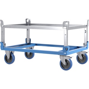 undefined, Paletten-Fahrgestell mit Aufsetzrahmen, Tragfähigkeit 1000 kg, blau, eurokraft pro Paletten-Fahrgestell mit Aufsetzrahmen, Tragfähigkeit 1000 kg, blau