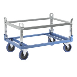 undefined, Paletten-Fahrgestell mit Aufsetzrahmen, Tragfähigkeit 1000 kg, blau, eurokraft pro Paletten-Fahrgestell mit Aufsetzrahmen, Tragfähigkeit 1000 kg, blau