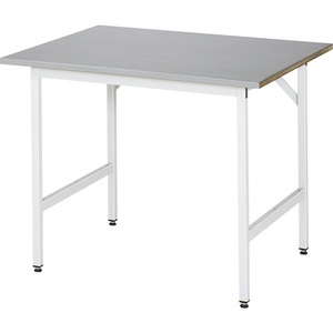 RAU, RAU Arbeitstisch, höhenverstellbar, 800 - 850 mm, Edelstahl-Platte, BxT 1000 x 800 mm, Rau Arbeitstisch Jerry, manuell höhenverstellbar, 25 mm MDF-Platte mit Edelstahlbelag, bis 300 kg, B 1000 x T 800 x H 800-850 mm, silber/lichtgrau