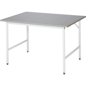 RAU, RAU Arbeitstisch, höhenverstellbar, 800 - 850 mm, Edelstahl-Platte, BxT 1250 x 1000 mm, Rau Arbeitstisch Jerry, manuell höhenverstellbar, 25 mm MDF-Platte mit Edelstahlbelag, bis 300 kg, B 1250 x T 1000 x H 800-850 mm, silber/lichtgrau