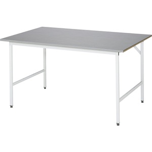 RAU, RAU Arbeitstisch, höhenverstellbar, 800 - 850 mm, Edelstahl-Platte, BxT 1500 x 1000 mm, Rau Arbeitstisch Jerry, manuell höhenverstellbar, 25 mm MDF-Platte mit Edelstahlbelag, bis 300 kg, B 1500 x T 1000 x H 800-850 mm, silber/lichtgrau