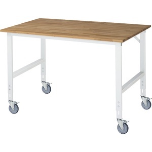 RAU, RAU Fahrbarer Arbeitstisch, Gestell 60 x 30 mm, Platten-BxT 1500 x 1000 mm, Buche-Massivholzplatte, RAU Fahrbarer Arbeitstisch, Gestell 60 x 30 mm, Platten-BxT 1500 x 1000 mm, Buche-Massivholzplatte