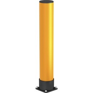 Rubbermaid, Rubbermaid Wertstoffsortierstation SLIM JIM®, mit Kunststofffahrwagen, Volumen 3 x 60 l, Ampere Rack Mammut Rammschutz-Poller, Rohrdurchmesser 140 mm, verkehrsgelb, Höhe 1100 mm